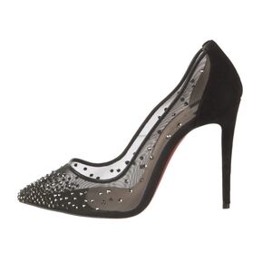 Christian Louboutin Follies Strass Pumps 4.25" Mesh & strass Size 7